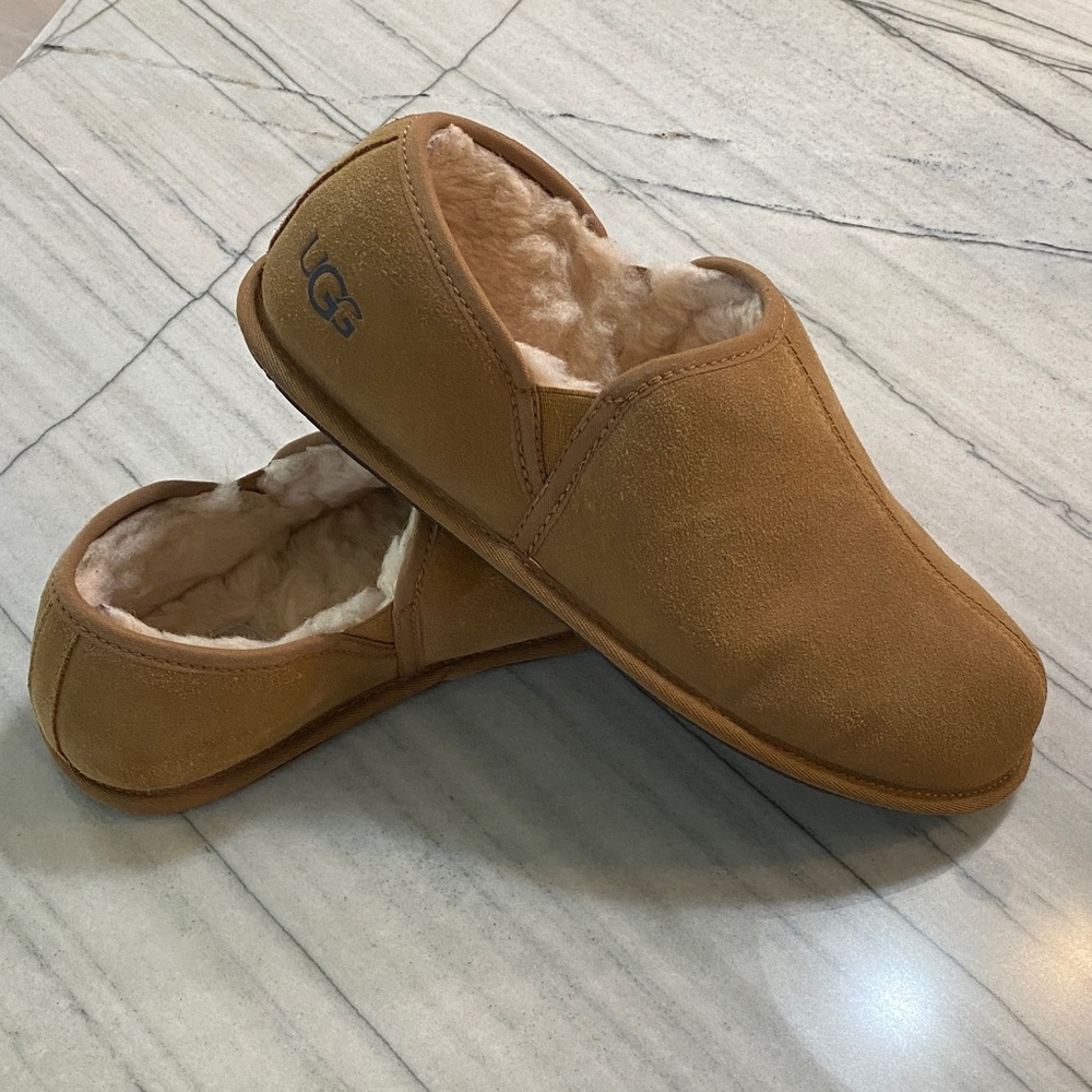 UGG Men's Tan Suede Slip-On Loafers